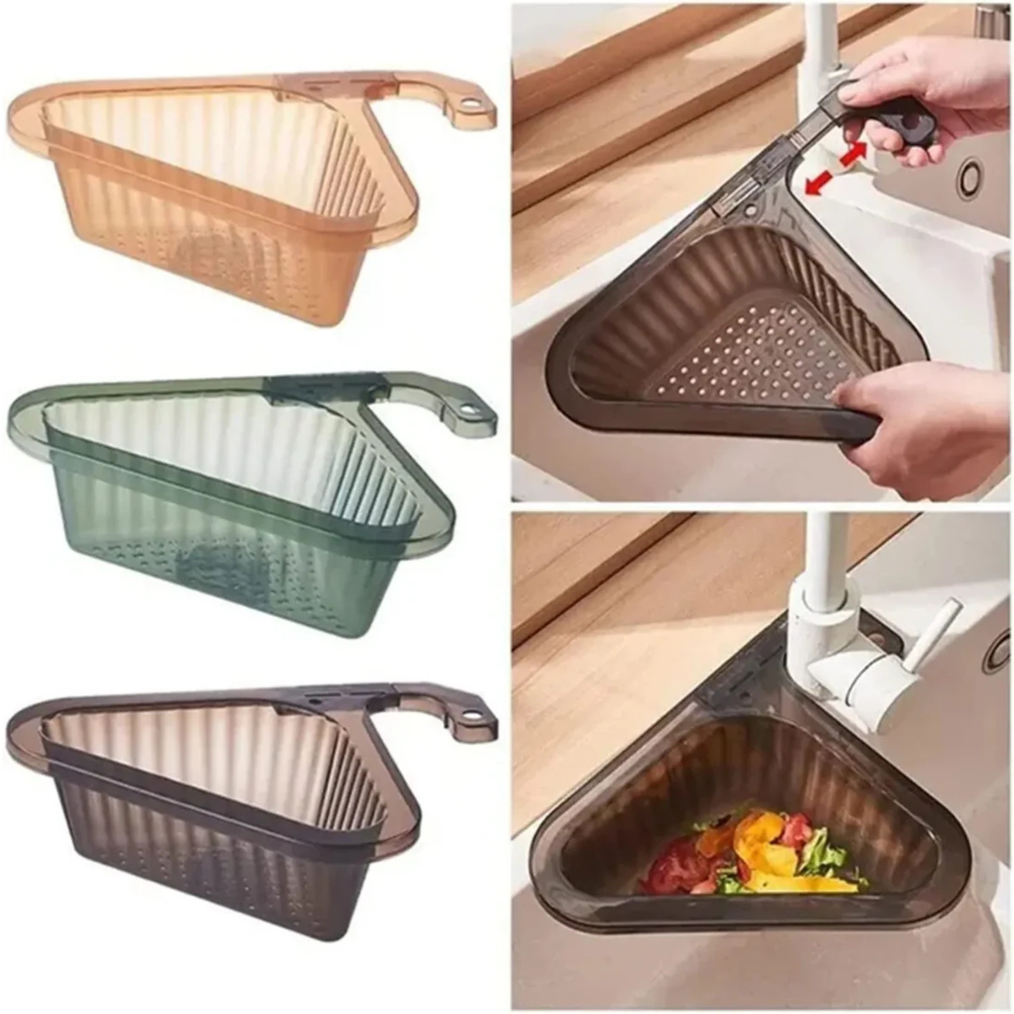 Telescopic Kitchen Sink Drain Basket, Hanging Strainer Rack Fruit Vegetable Washing Basket