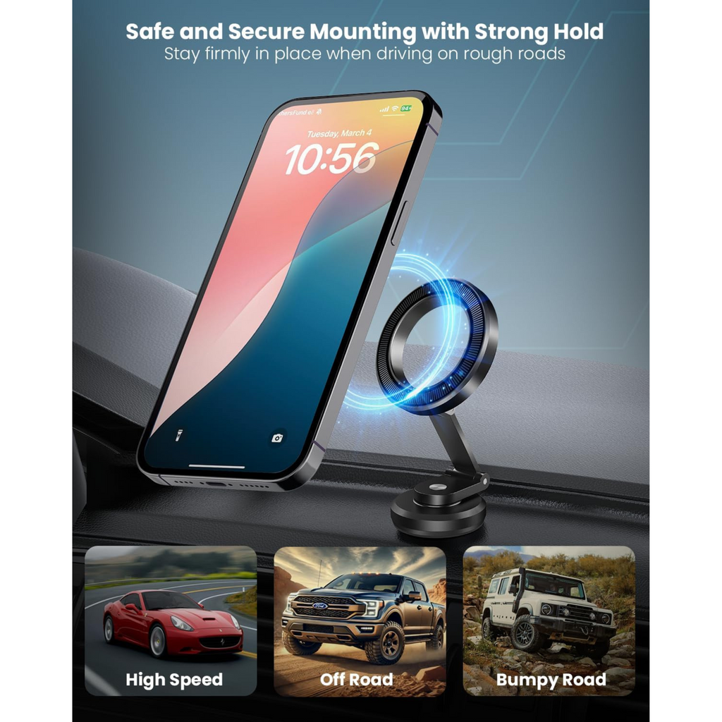 Moxedo 360° Rotating Foldable Snap-On Magnetic Car Phone Holder