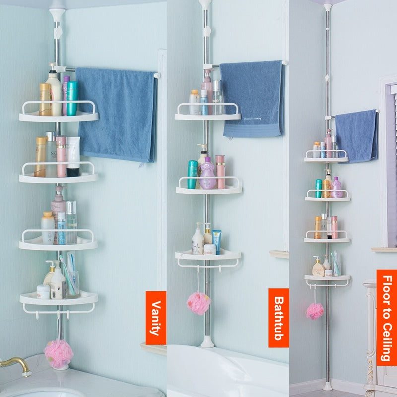 4 Layer Bathroom Corner Telescopic Adjustable Organizer Tower Rack