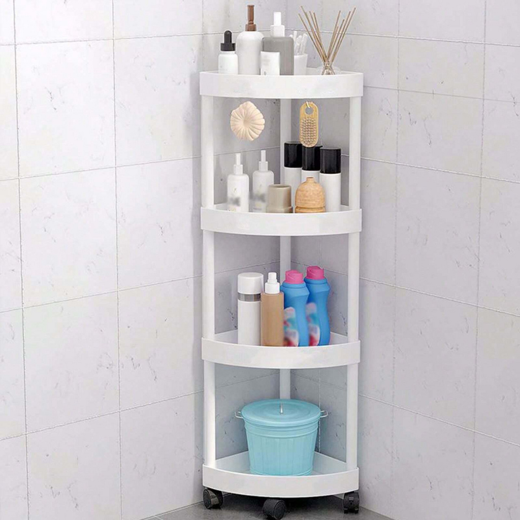 4 Layer Storage Corner Rack with Wheels for Bathroom and Kitchen