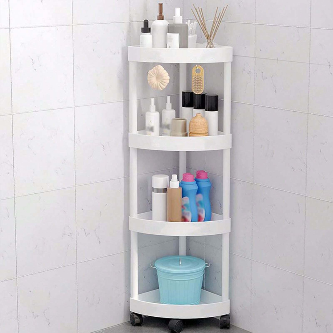 4 Layer Storage Corner Rack with Wheels for Bathroom and Kitchen