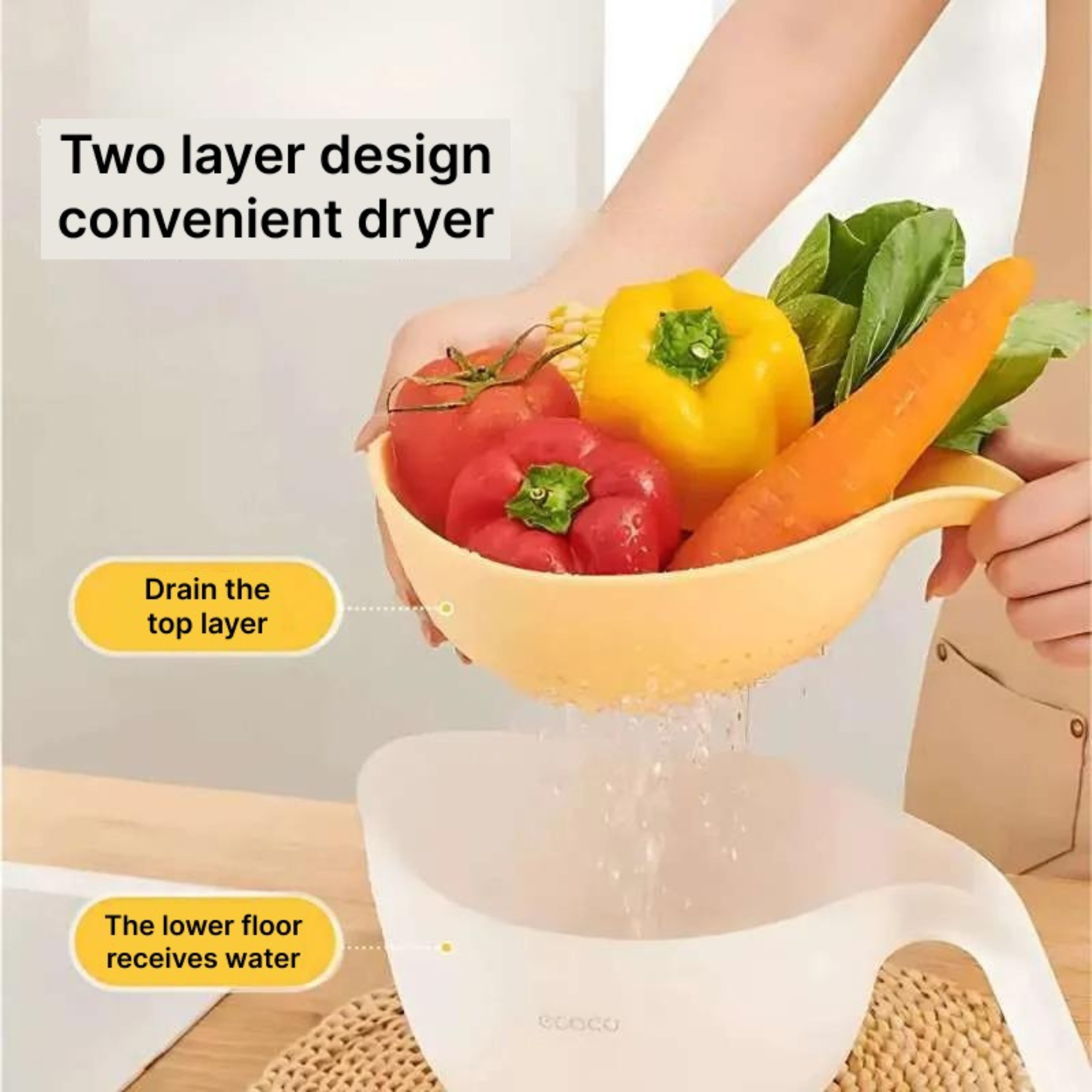 Ecoco Washing Drain Bowl for Rice, Grains, Vegetables and Fruits