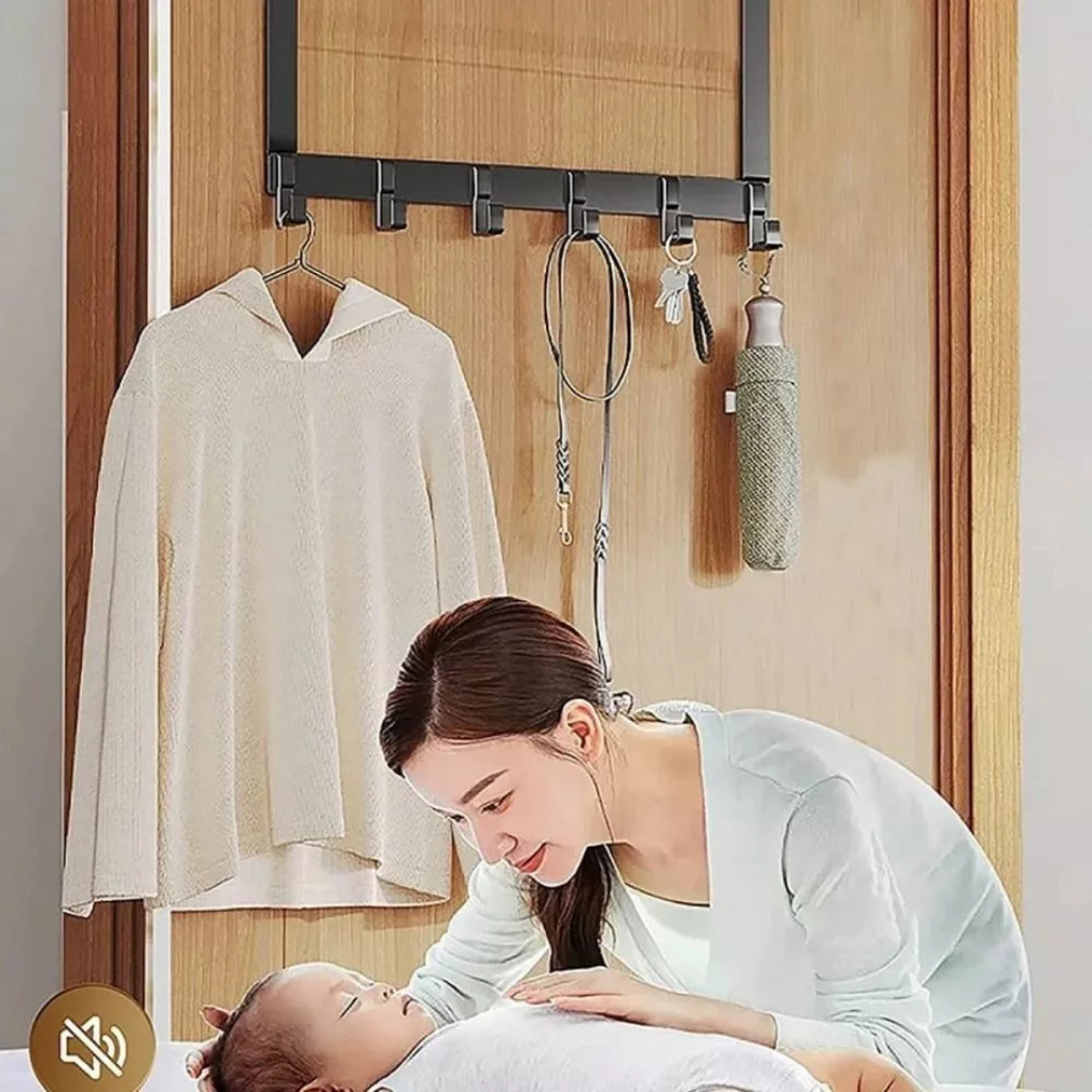 6 Hooks Metal Door Back Clothes Hanger
