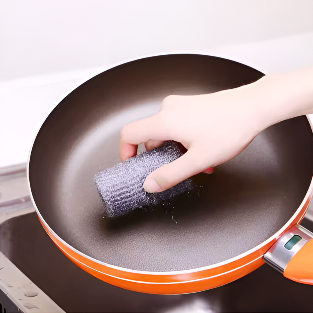 Steel Wool Scrub Pads for Cleaning Utensils & Kitchenware (Pack of 16 Pieces)