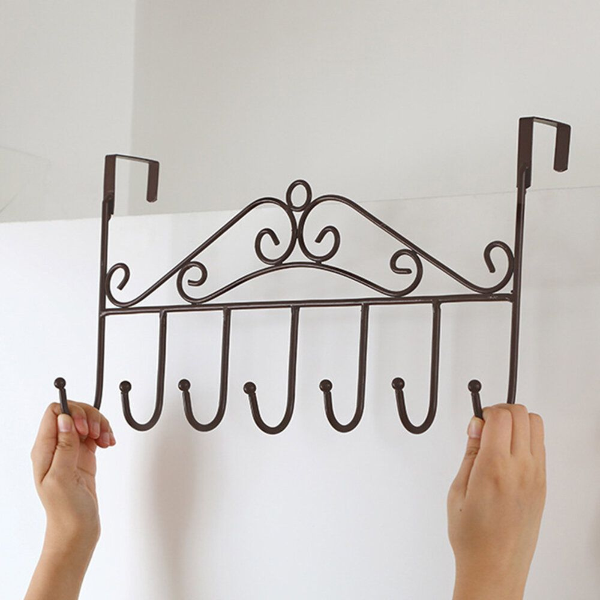 Space Saving 7 Hooks Stainless Steel Door Back Clothes Hanger