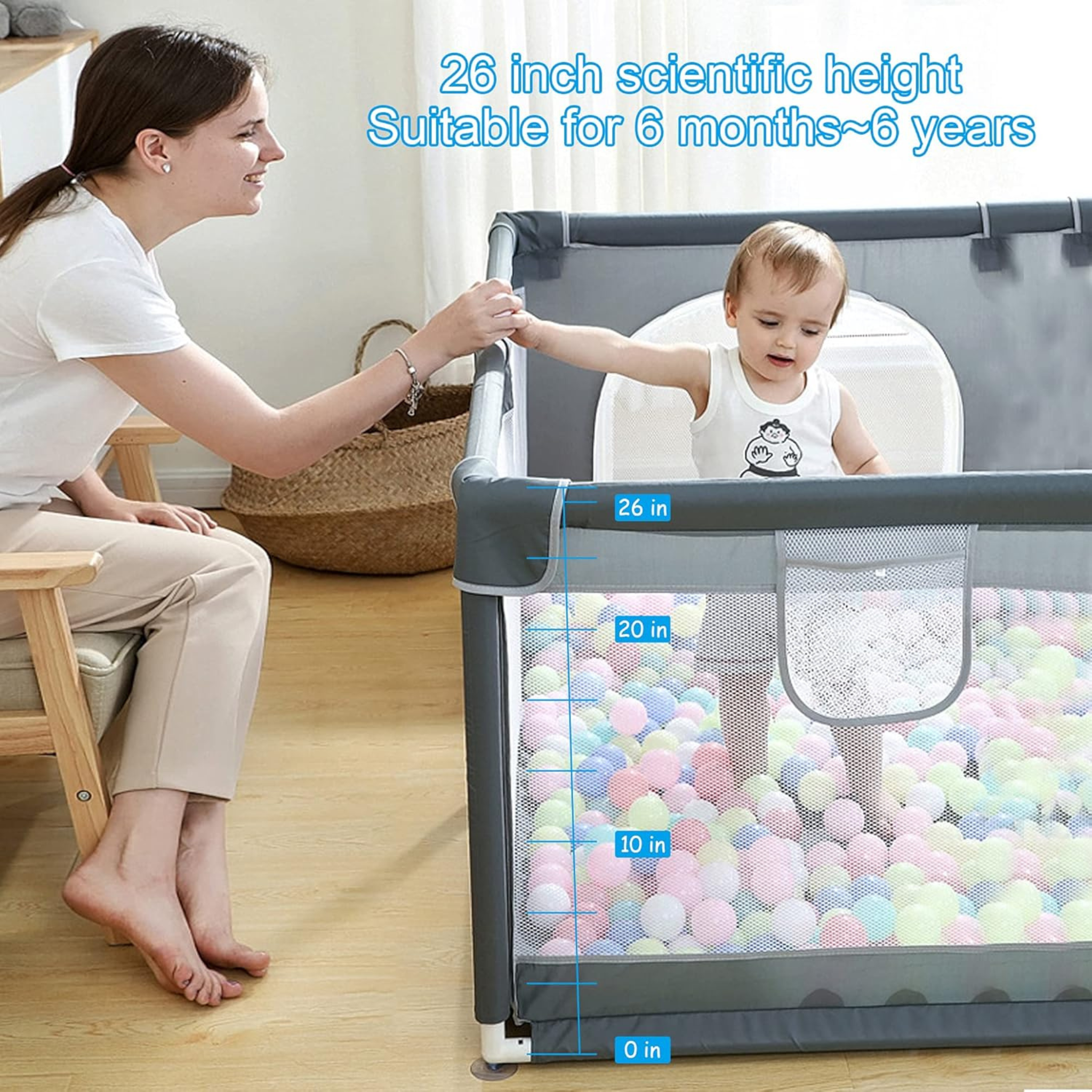 Baby Playpen 180x150 CM with Ocean Balls