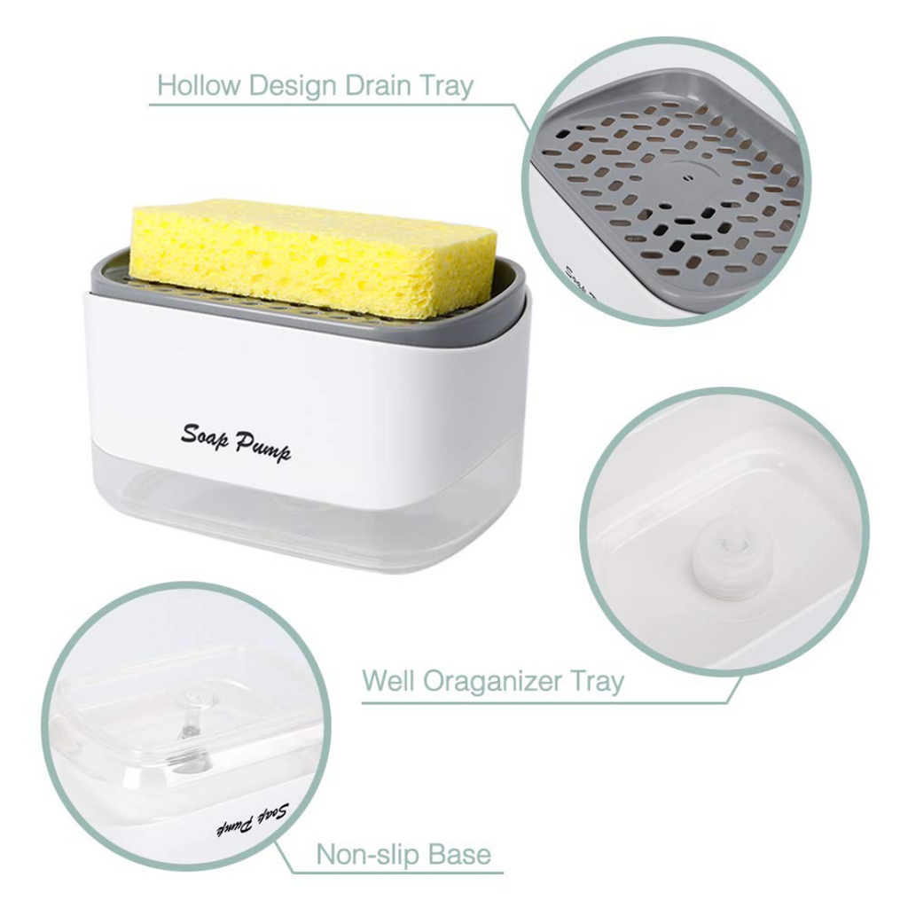Soap Dispenser with Sponge Holder for Kitchen Sink