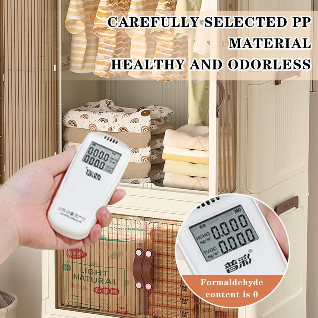 Portable Stackable Wardrobe with Wheels for Kids, Folding Cabinet for Baby Clothes and Toys