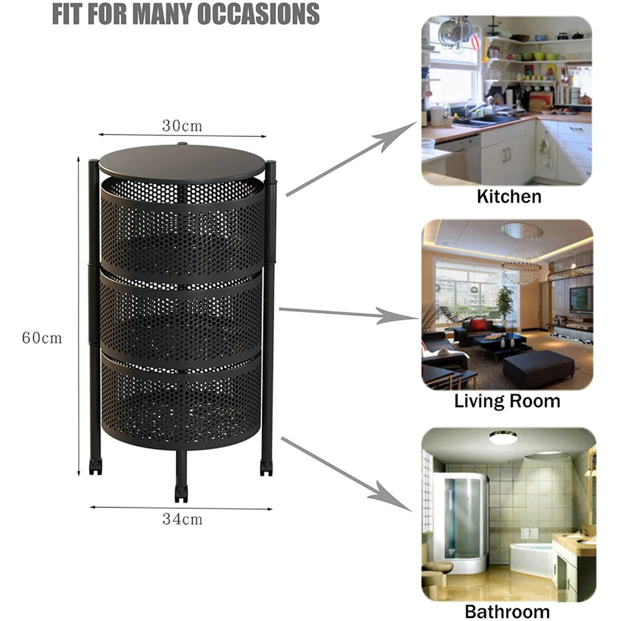 Multi Layer Rotating Round Shaped Kitchen Storage Organizer Rack