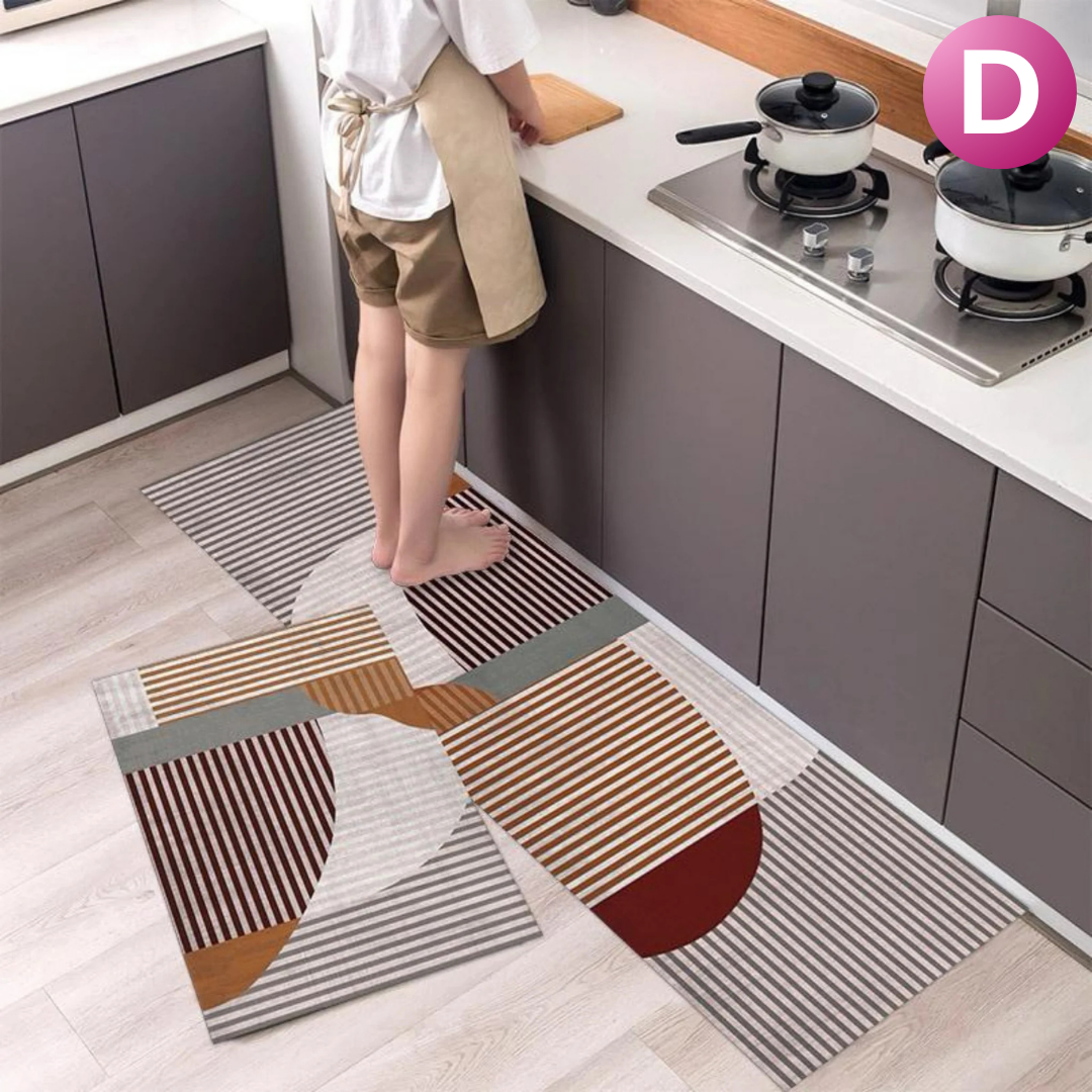 Water Absorbent Quick Drying Kitchen Floor Mat - Anti-Fatigue, Non-Slip, Easy Clean Rug 2 Pieces/Set