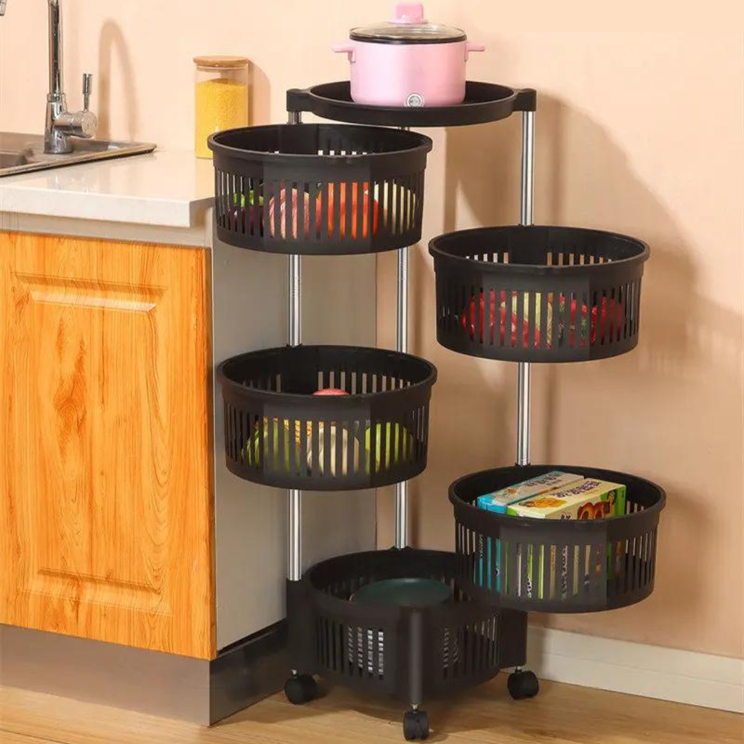 360° Rotating Kitchen Storage Rack, 5 Layer Organizer Shelf