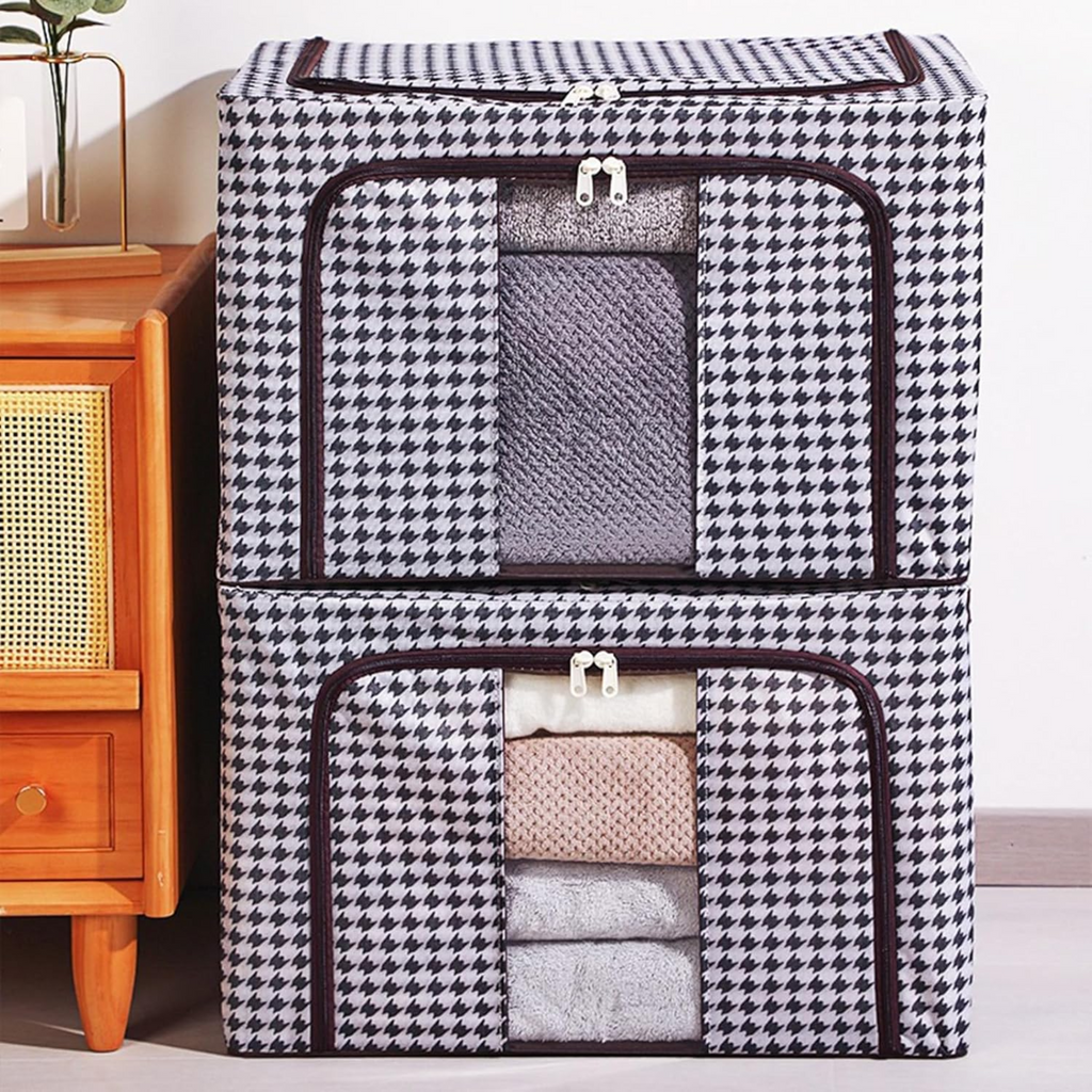 66L Wardrobe Clothes Storage Organizer Box with Steel Frame