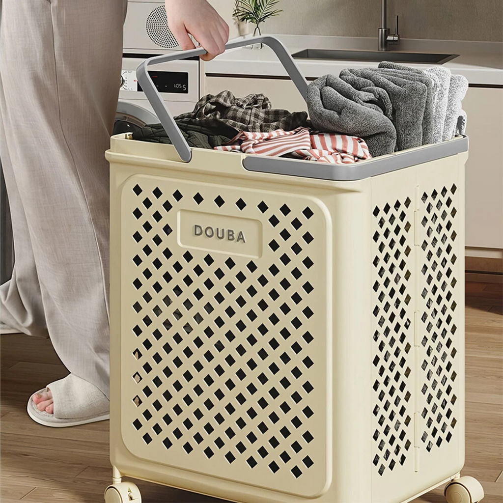 Large Capacity Folding Laundry Basket with Wheels