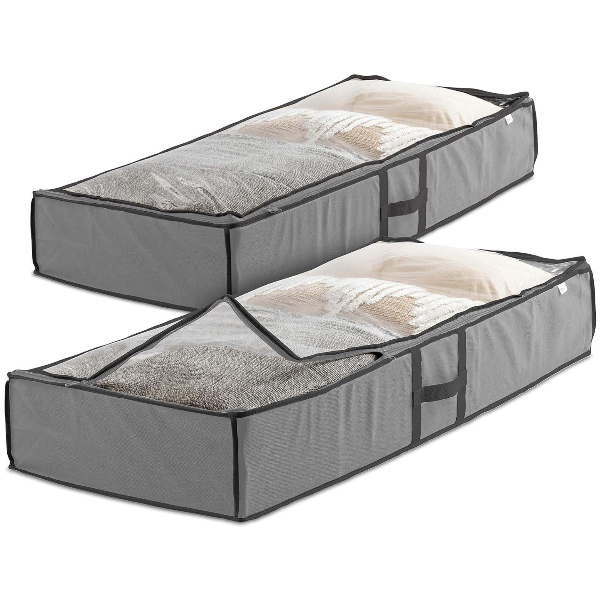 Underbed Storage Organizer Bag with Zip for Blankets, Comforter, Clothes, Shoes