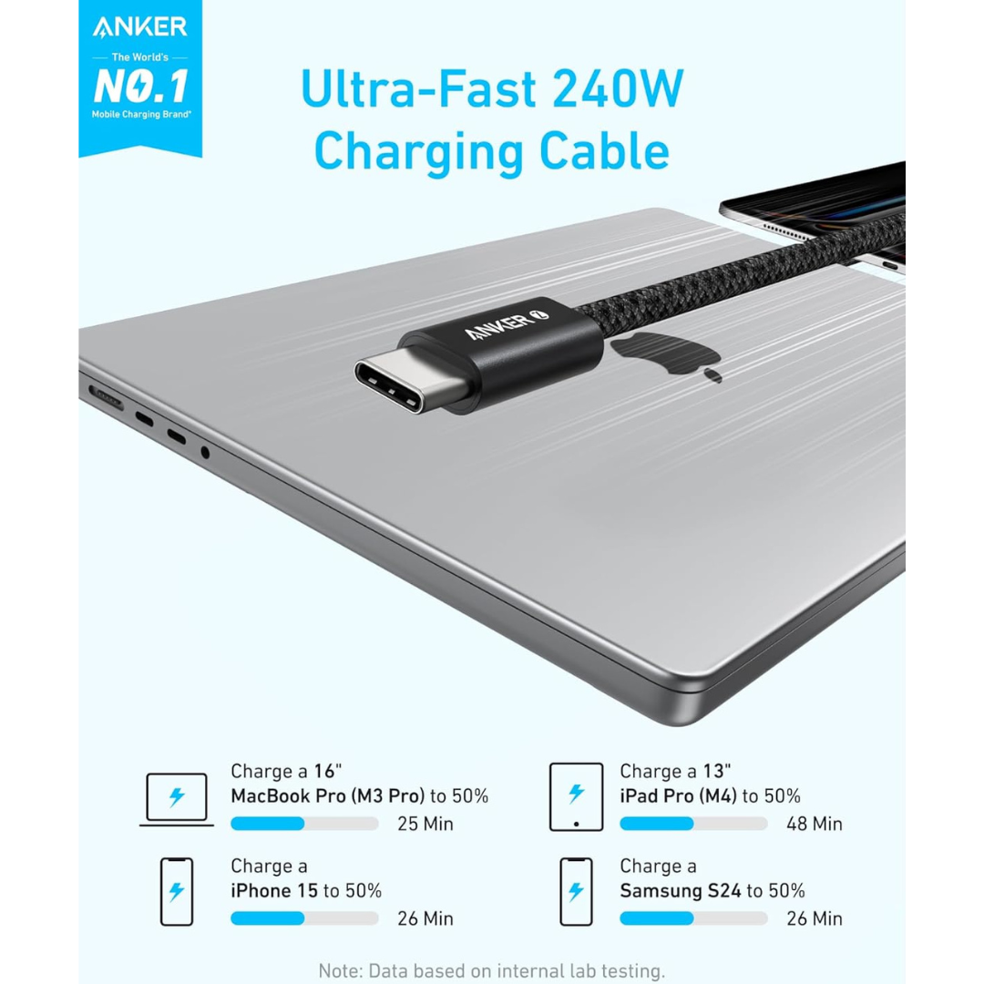 Anker Zolo Dirt-Resistant USB-C to USB-C Nylon Braided Fast Charging Cable