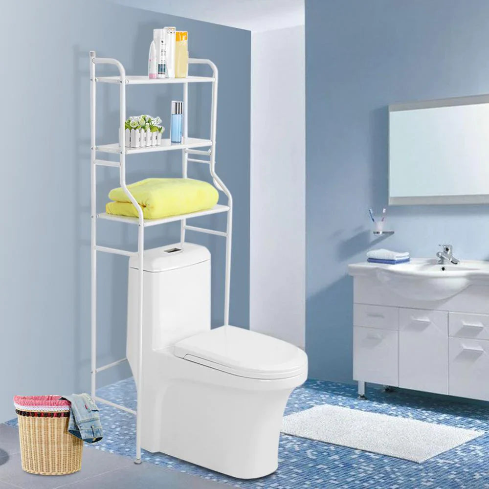 3 Layer Metal Toilet Storage Rack (White)