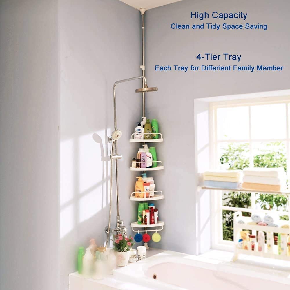 4 Layer Bathroom Corner Telescopic Adjustable Organizer Tower Rack