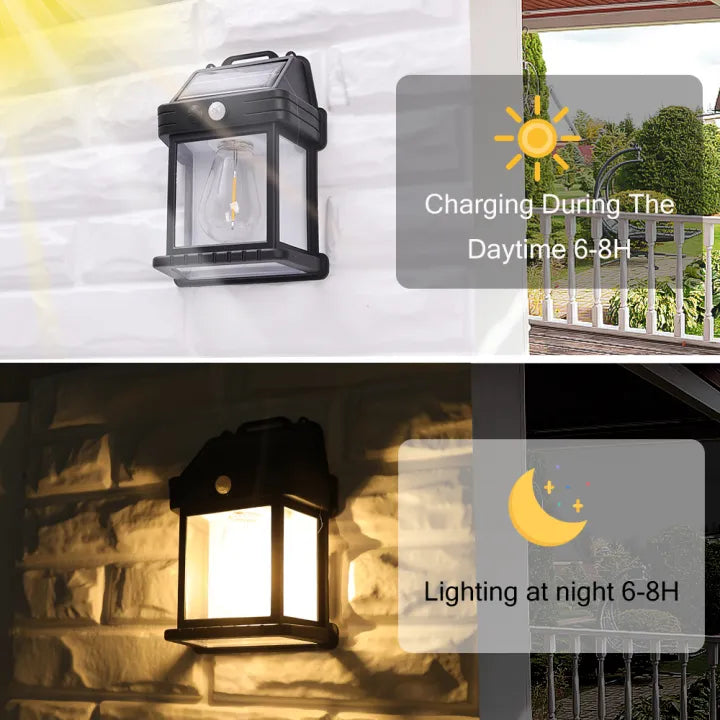 Solar Outdoor Wall Lamp, IP65 Waterproof Vintage Style Solar Light