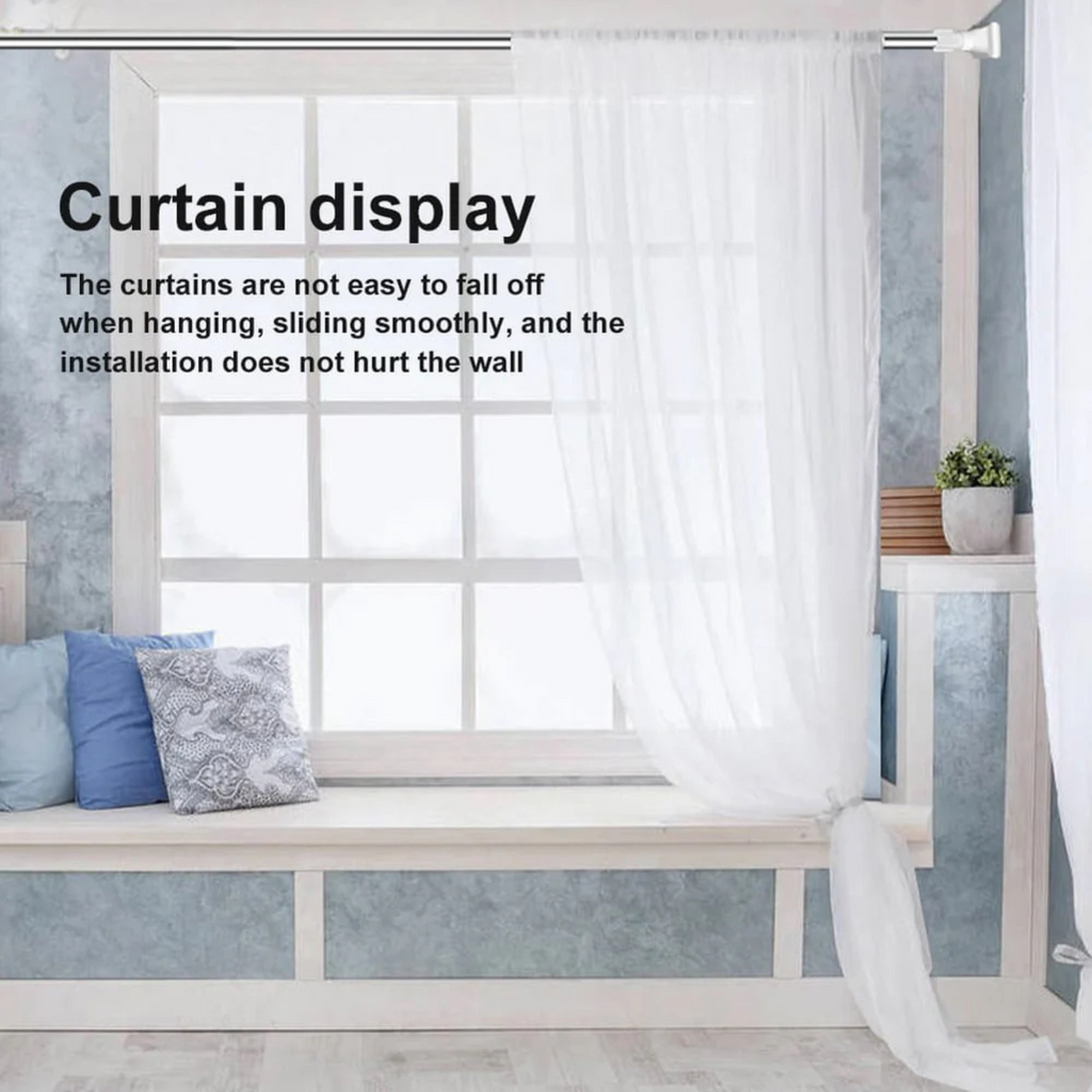 Adjustable Telescopic Curtain Rod – No Wall Drilling, Multipurpose