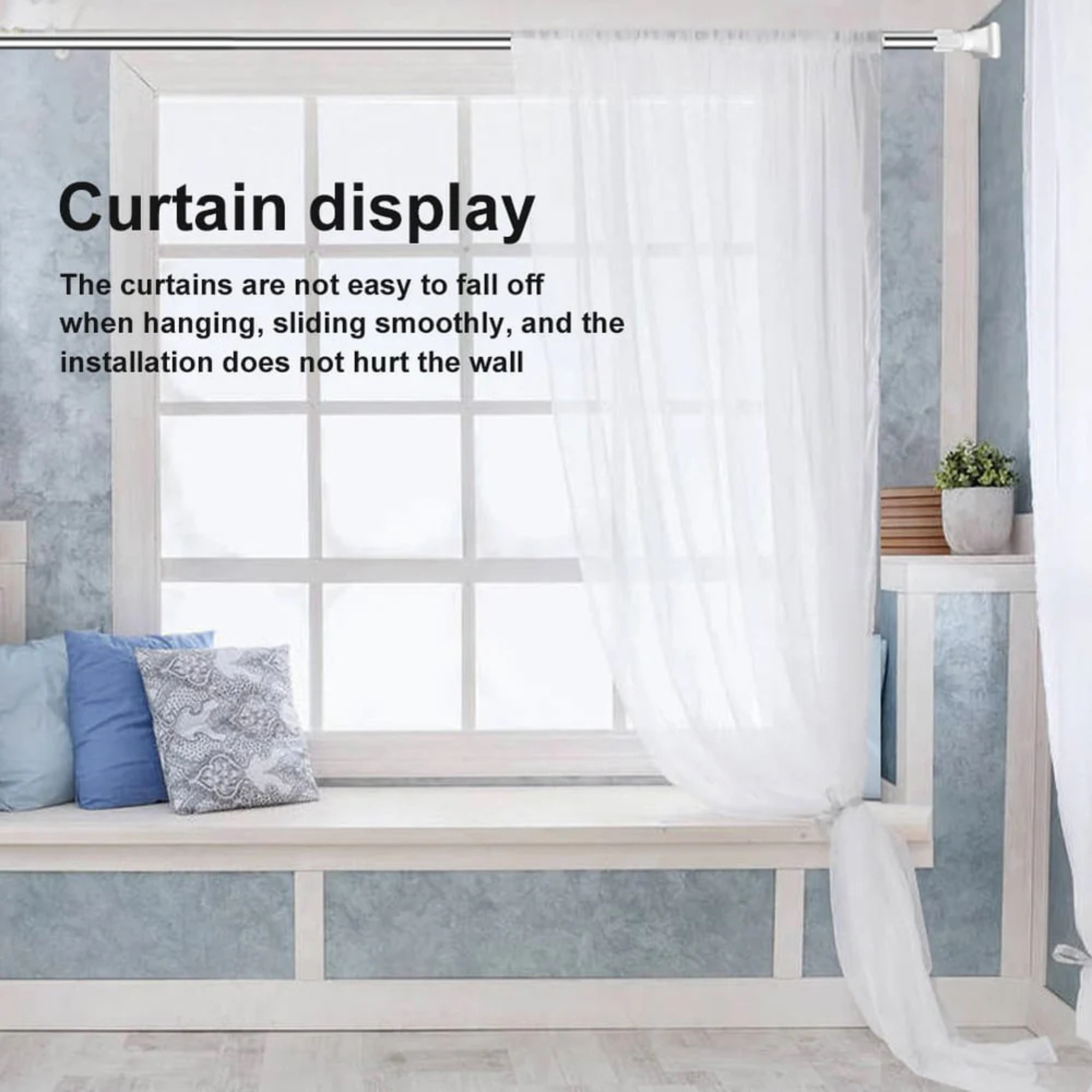 Adjustable Telescopic Curtain Rod – No Wall Drilling, Multipurpose