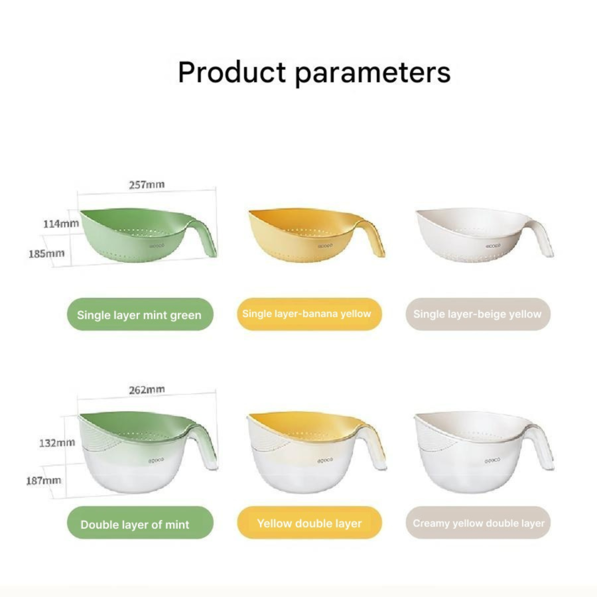 Ecoco Washing Drain Bowl for Rice, Grains, Vegetables and Fruits