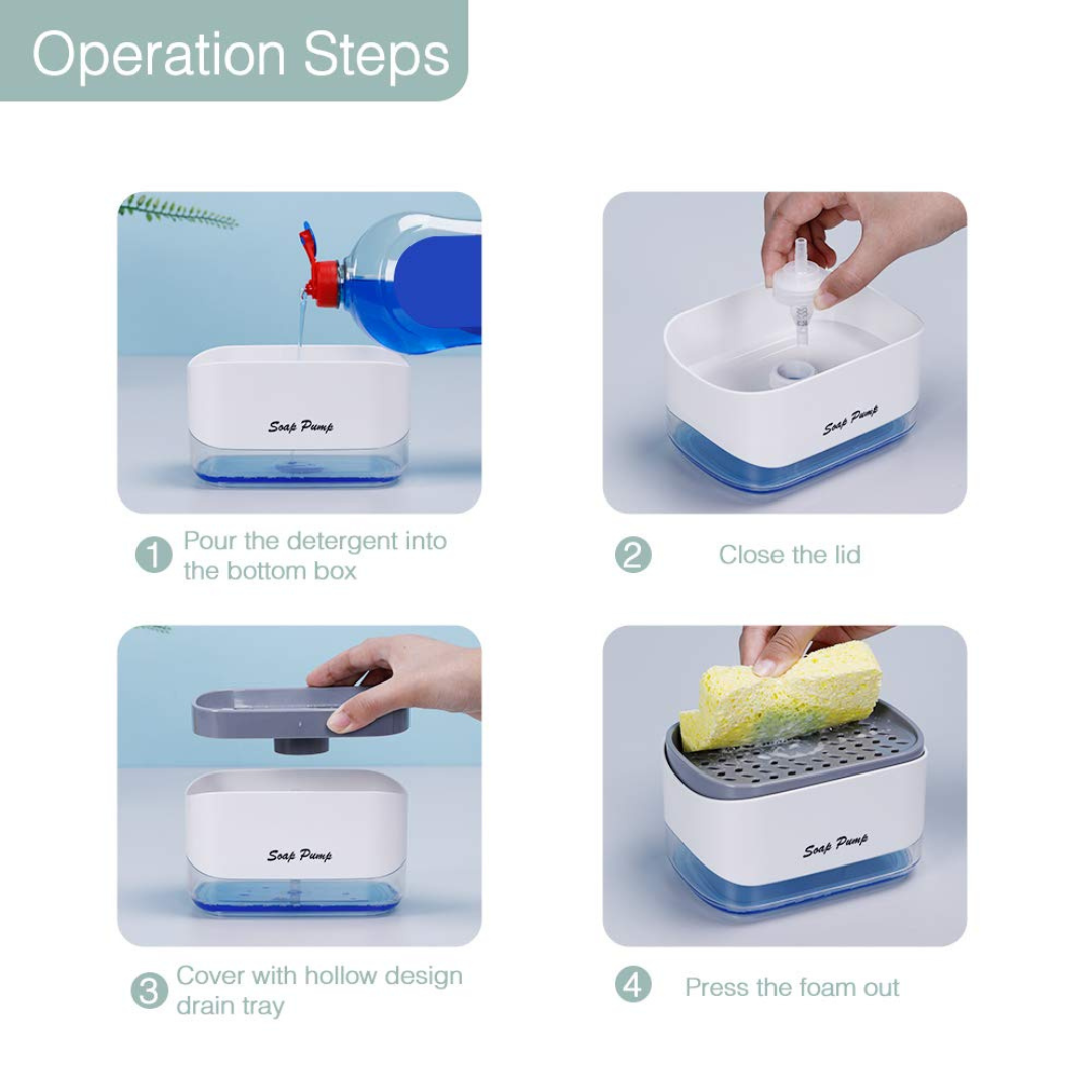 Soap Dispenser with Sponge Holder for Kitchen Sink