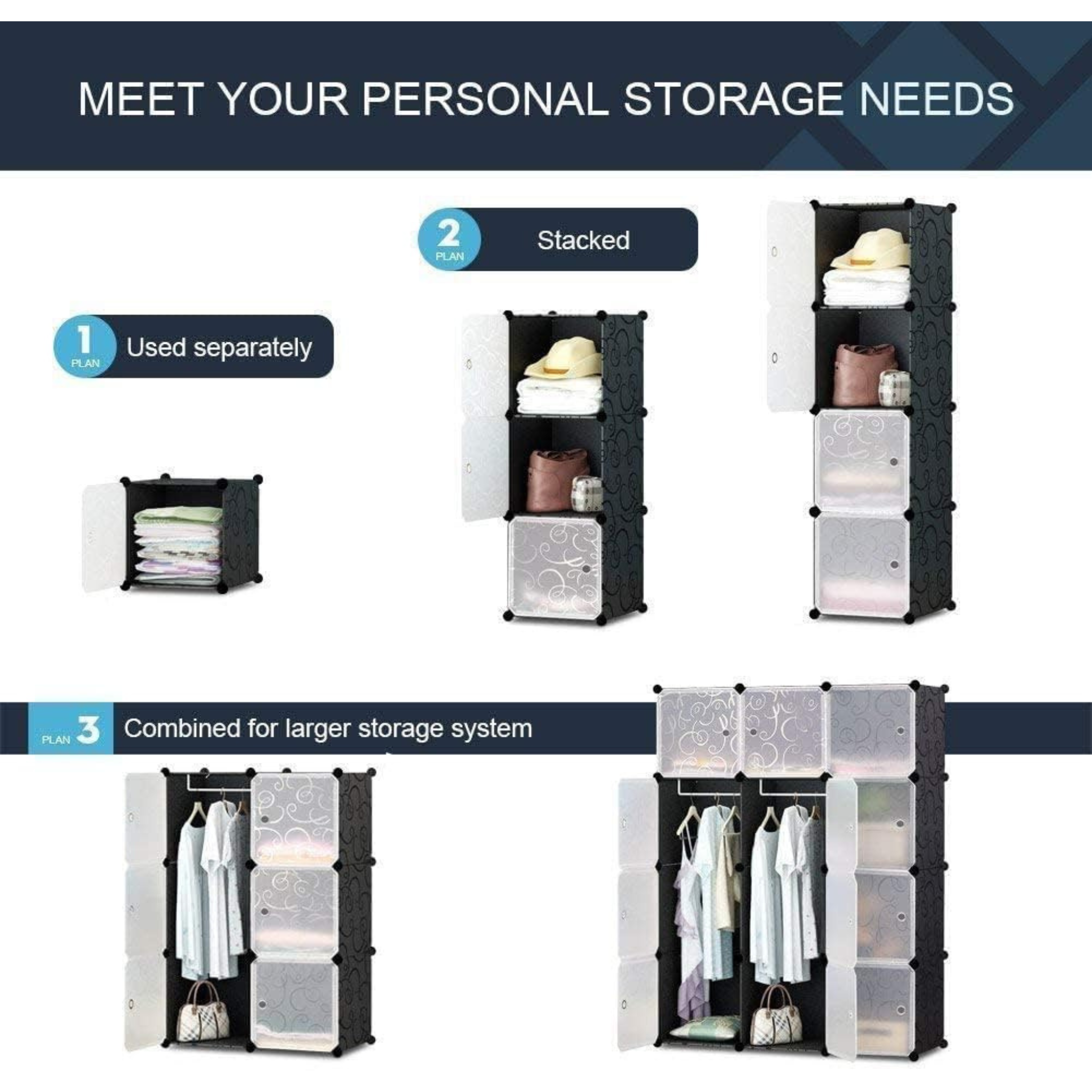 12 Cube DIY Wardrobe Storage Organizer Cabinet