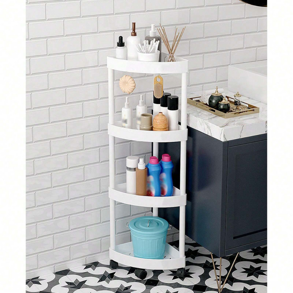 4 Layer Storage Corner Rack with Wheels for Bathroom and Kitchen