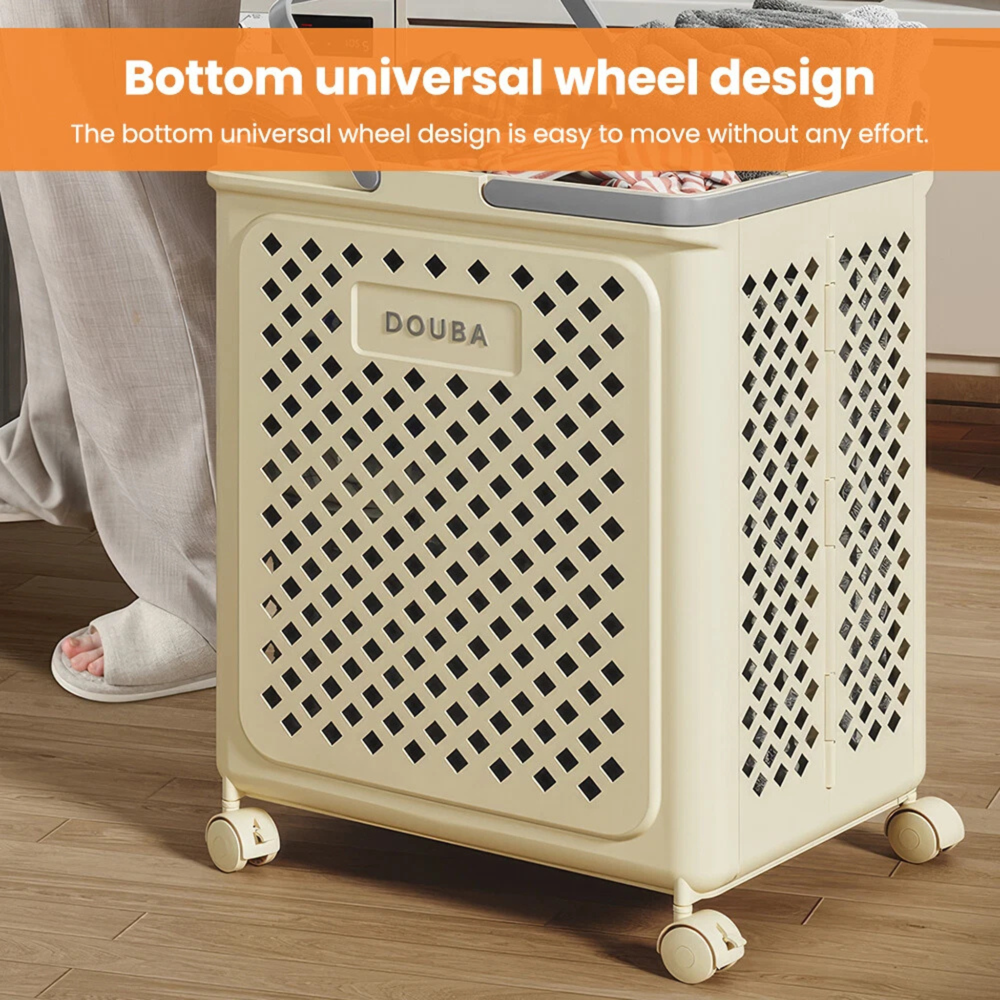 Large Capacity Folding Laundry Basket with Wheels