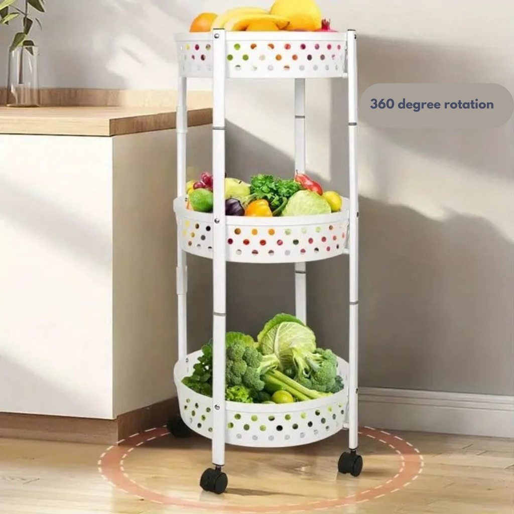 3 Layer Kitchen Trolley Rack - Kitchen Storage Shelf with Wheels
