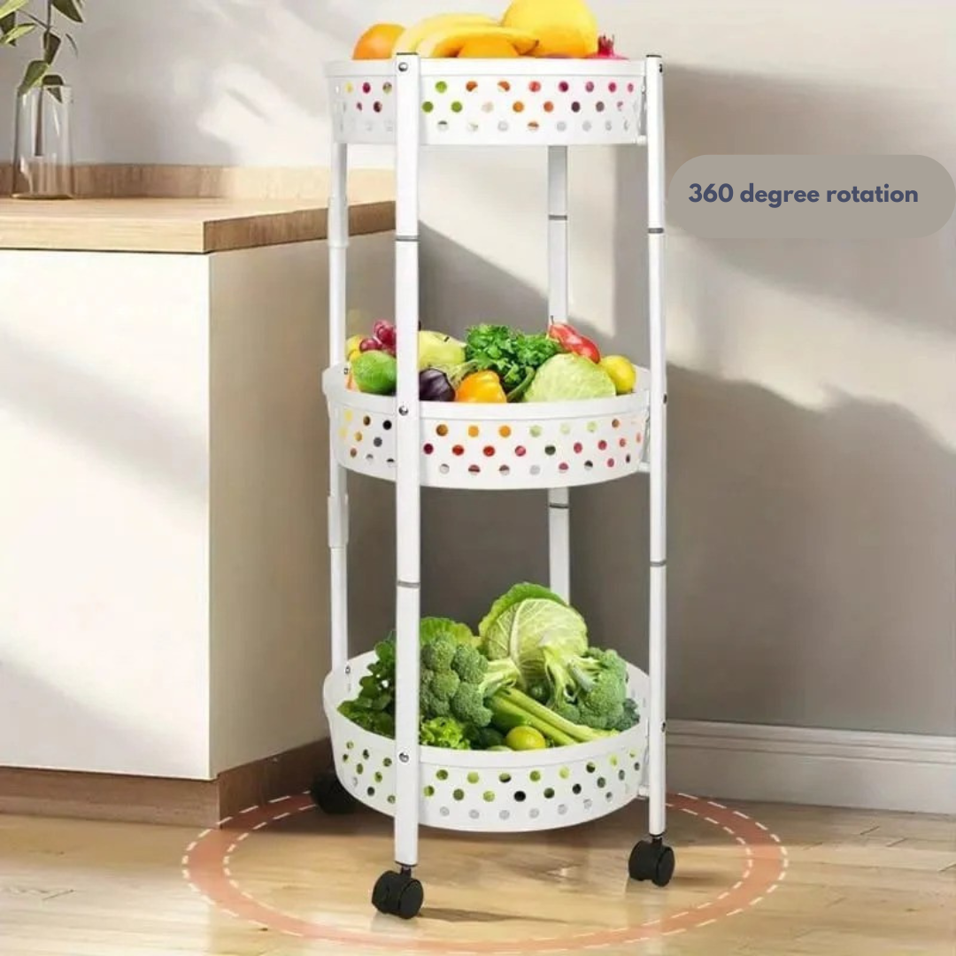 3 Layer Kitchen Trolley Rack - Kitchen Storage Shelf with Wheels