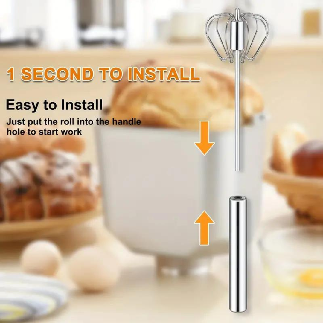 Stainless Steel Egg Beater Hand Push Semi Automatic Egg Whisk