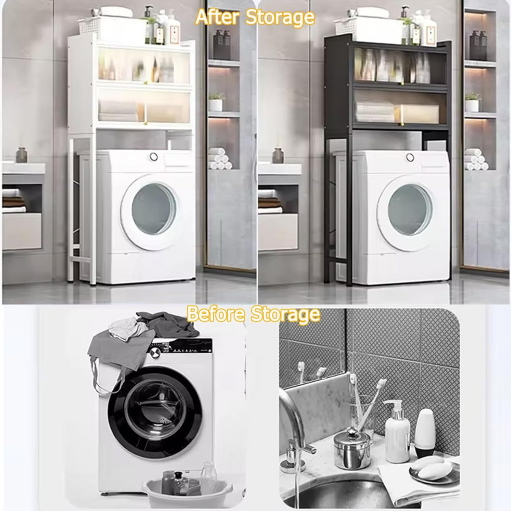 Washing Machine Organizer Rack with Storage Shelf, Laundry Room Storage Cabinet