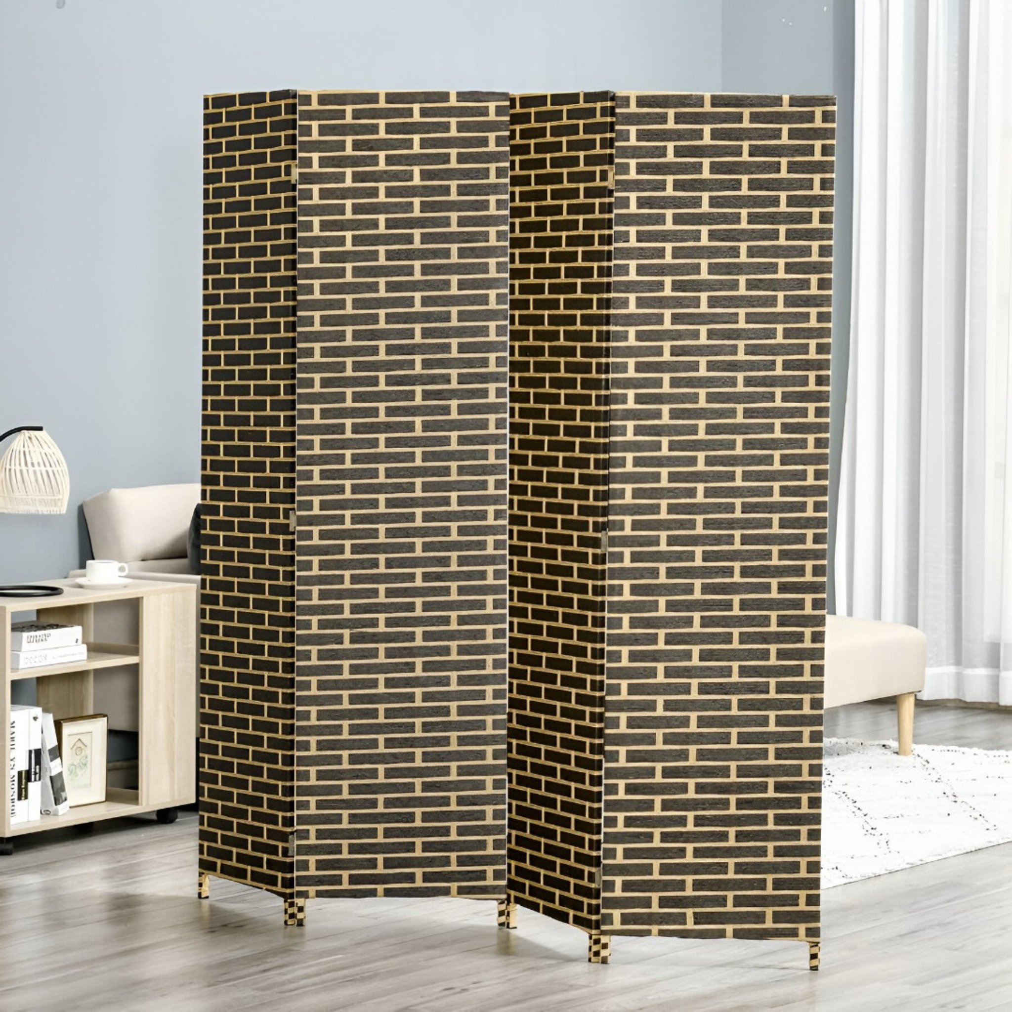 4 Panel Room Divider, Folding Privacy Screen, Freestanding Partition