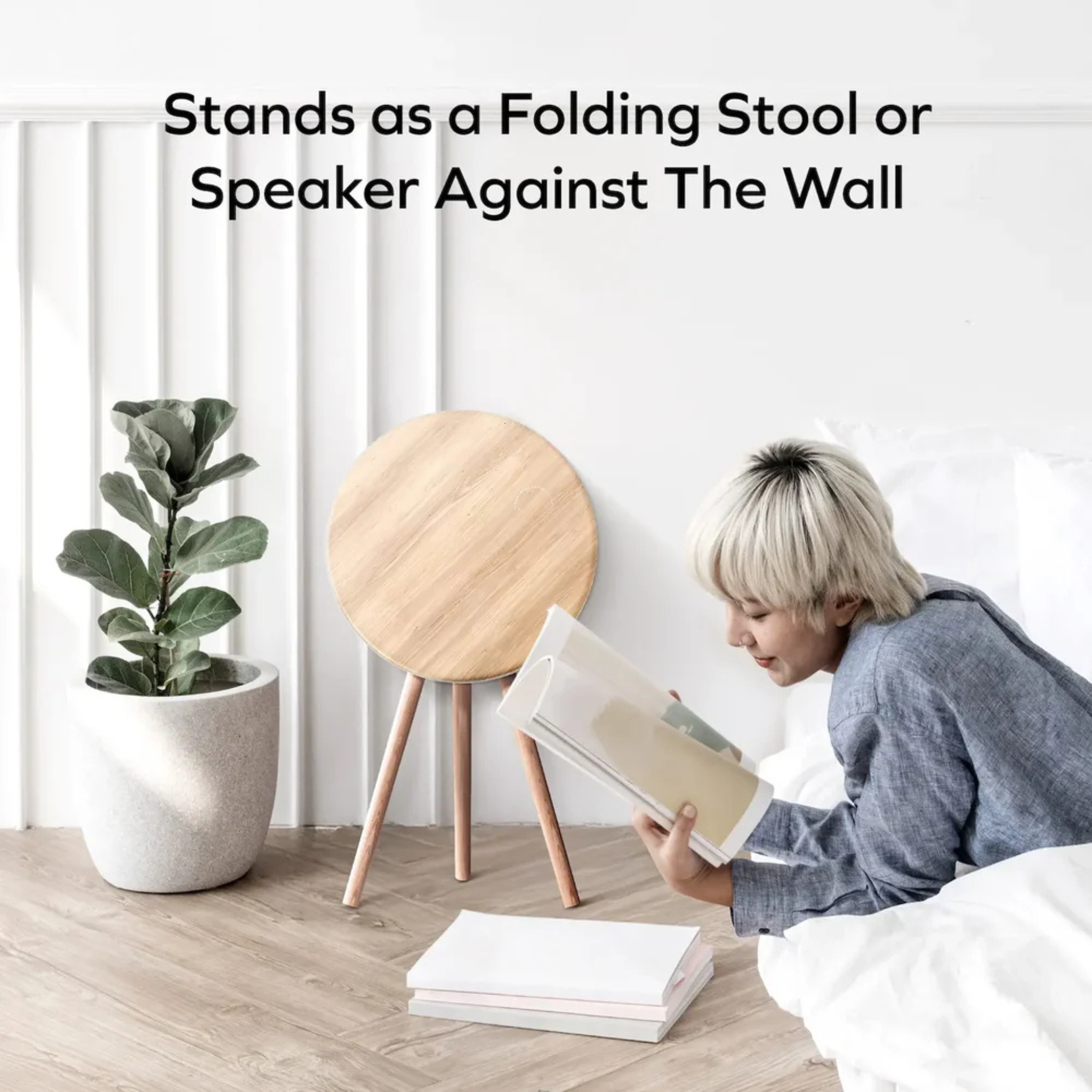Momax Cymbal Foldable Smart Table With Wireless Charging, Speakers, USB-C Ports, and LED Lighting Effects