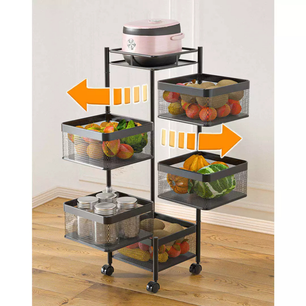 5 Layer Rotating Kitchen Organizer Storage Rack