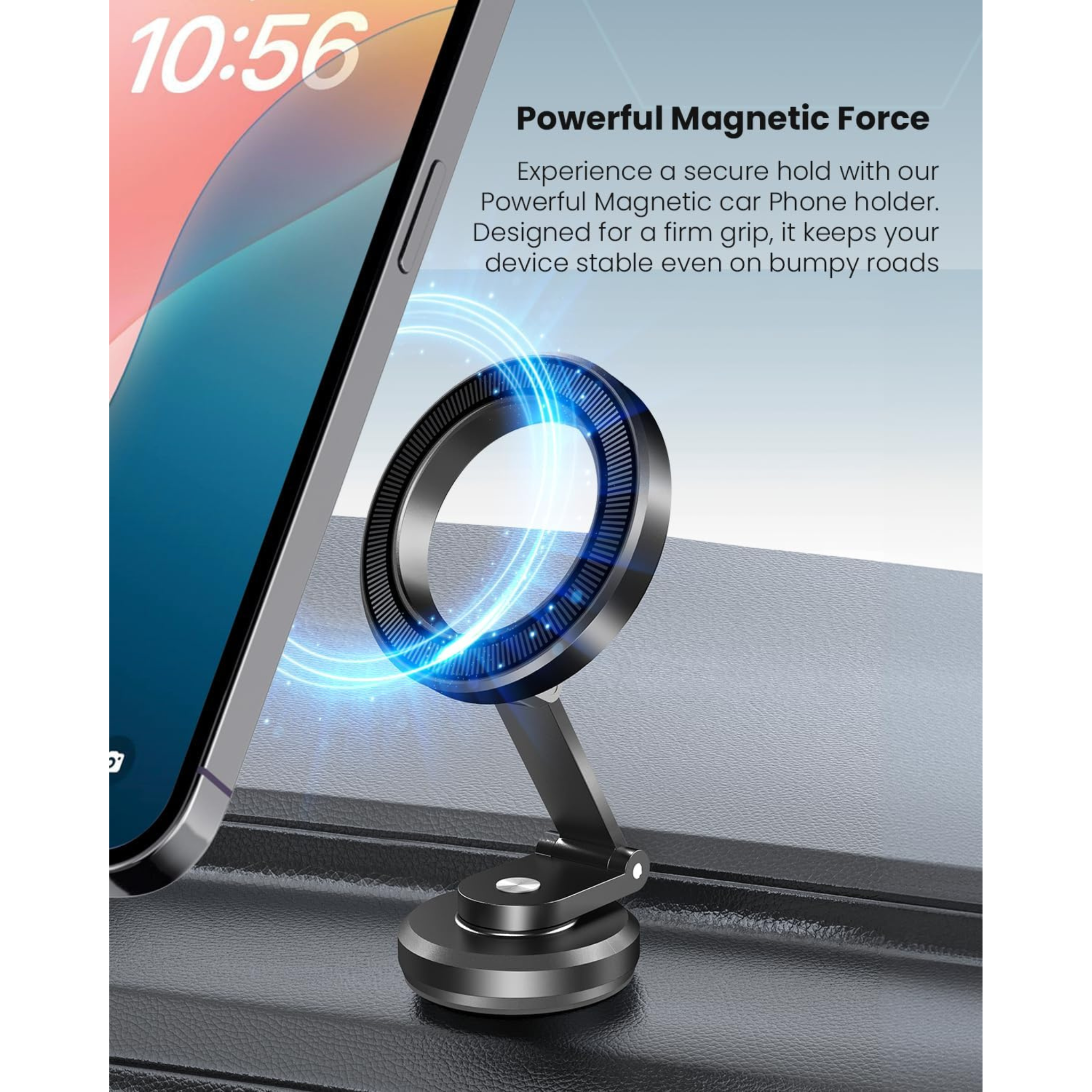 Moxedo 360° Rotating Foldable Snap-On Magnetic Car Phone Holder
