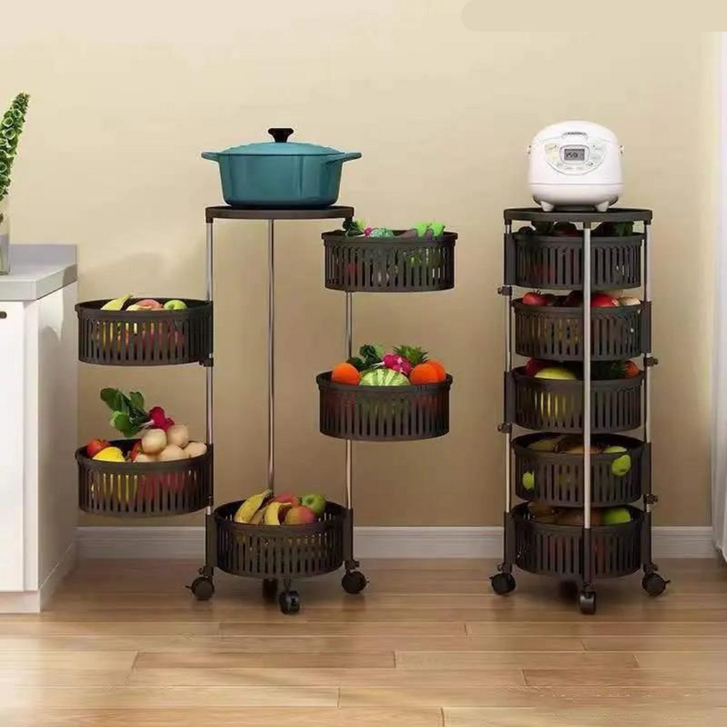 360° Rotating Kitchen Storage Rack, 5 Layer Organizer Shelf