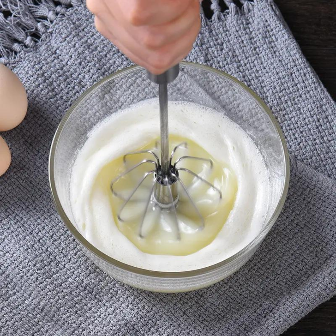 Stainless Steel Egg Beater Hand Push Semi Automatic Egg Whisk