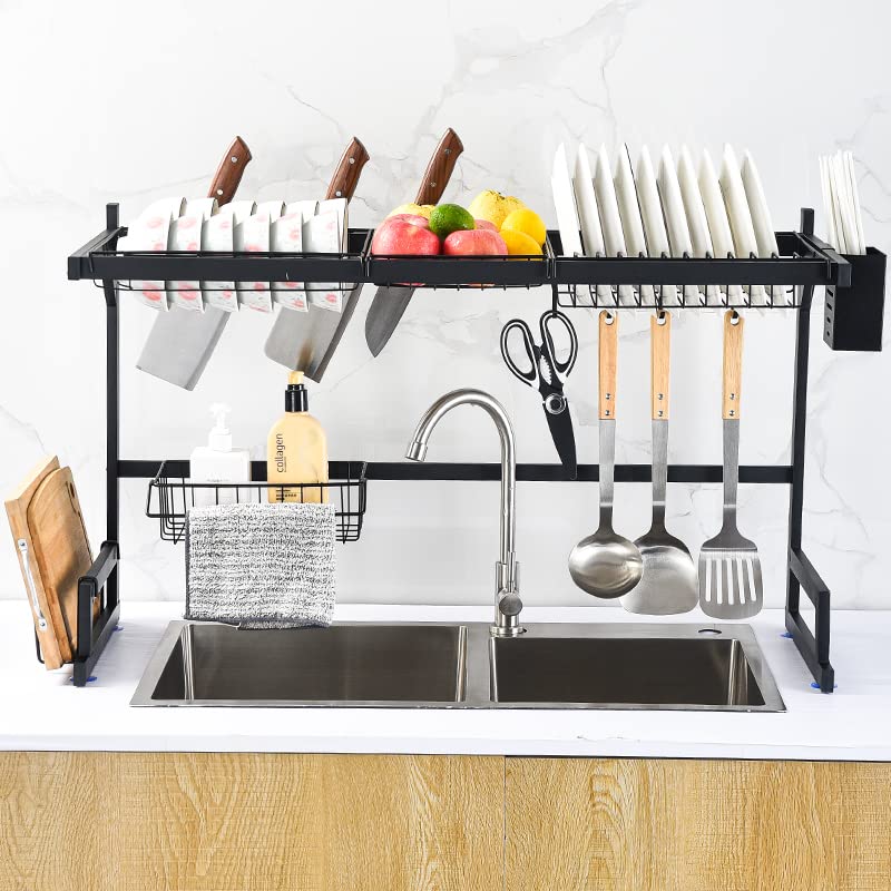 2 Tier Kitchen Over Sink Rack - Stainless Steel Dish Drying Storage Rack