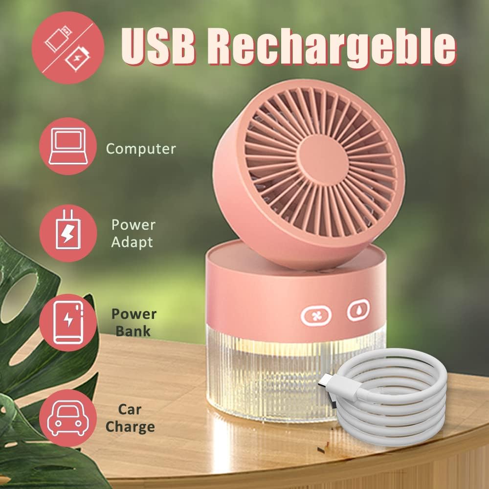 3 Speed Mini Desk Fan with Mist Spray