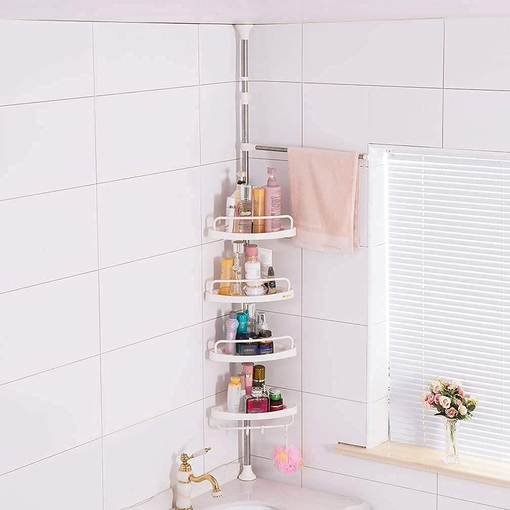 4 Layer Bathroom Corner Telescopic Adjustable Organizer Tower Rack