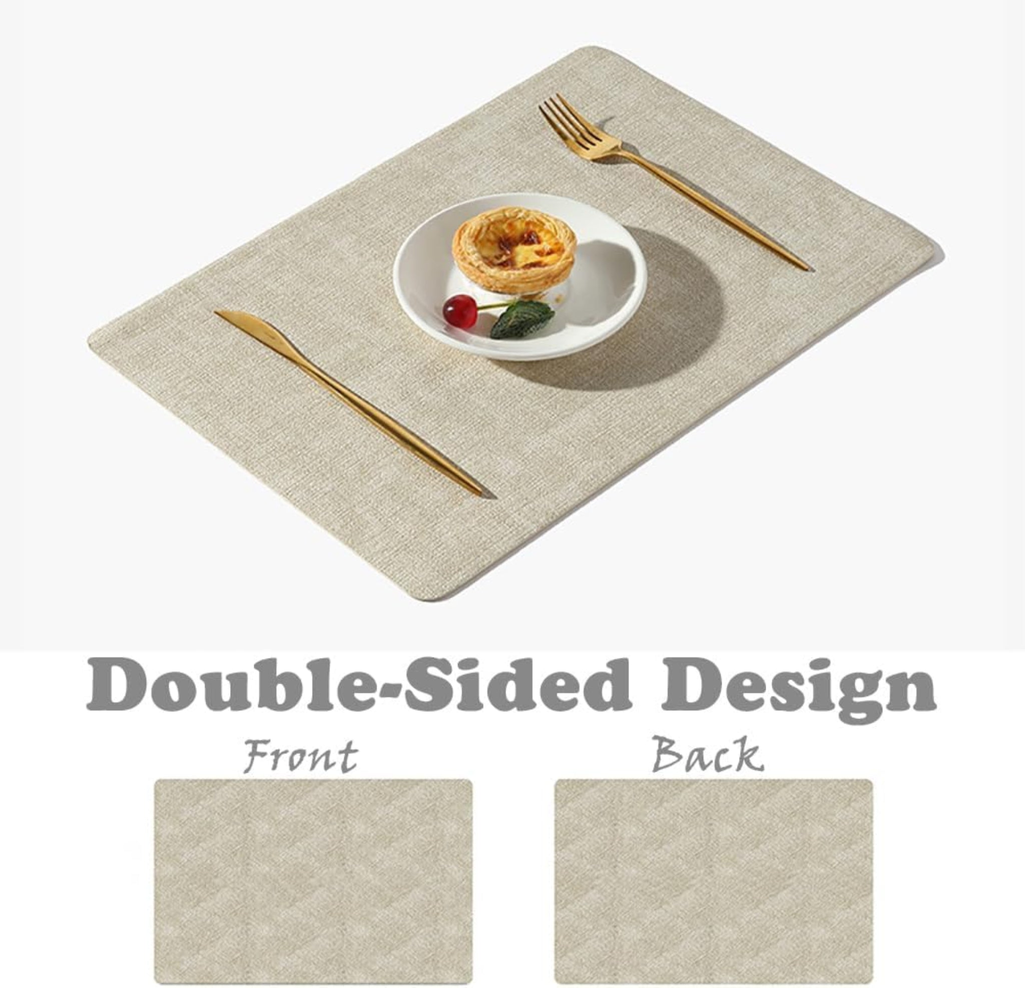 Waterproof Non-Slip Double-Sided Western Style Leather Placemats for Dining Table