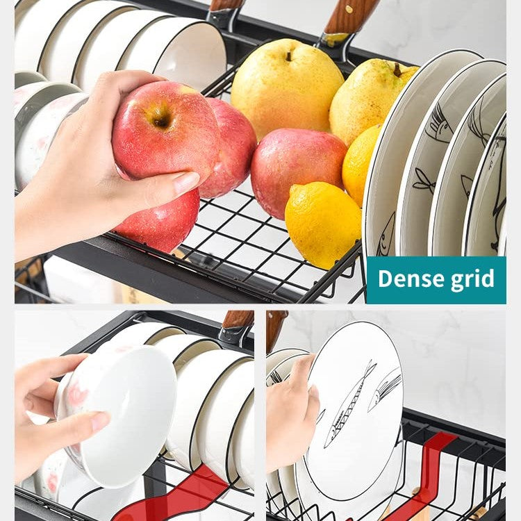 2 Tier Kitchen Over Sink Rack - Stainless Steel Dish Drying Storage Rack