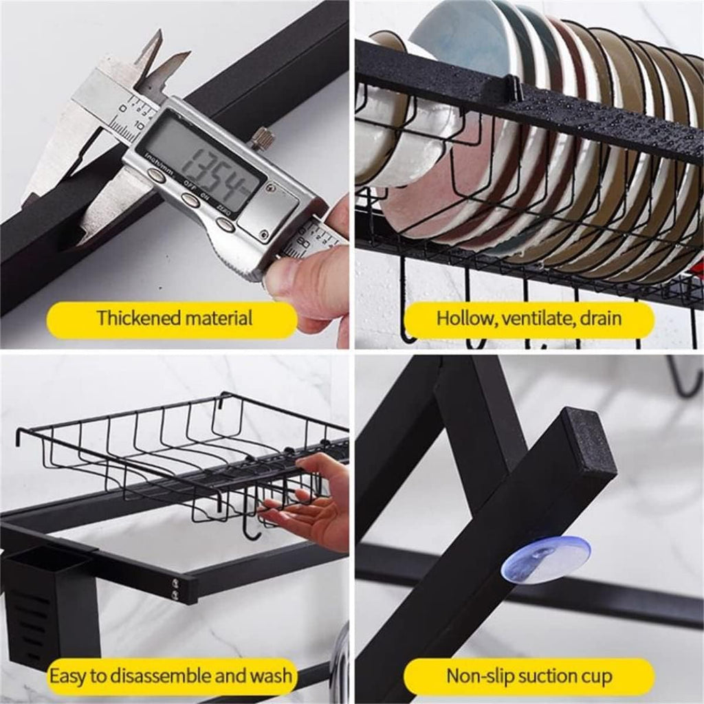 2 Tier Kitchen Over Sink Rack - Stainless Steel Dish Drying Storage Rack