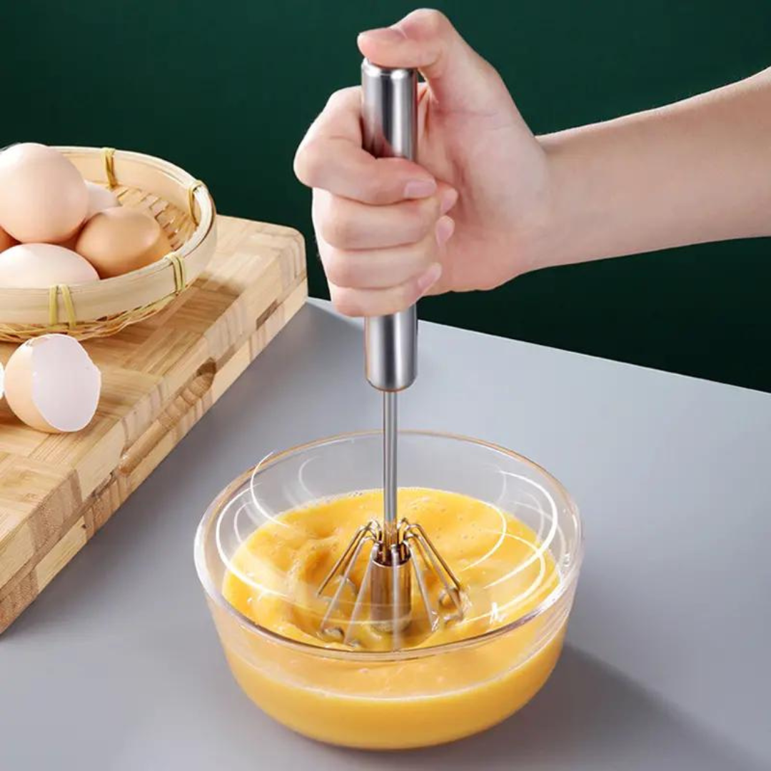 Stainless Steel Egg Beater Hand Push Semi Automatic Egg Whisk