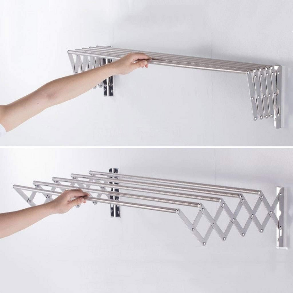 Wall Mounted Foldable Clothes Drying Rack - Extendable Laundry Hanger
