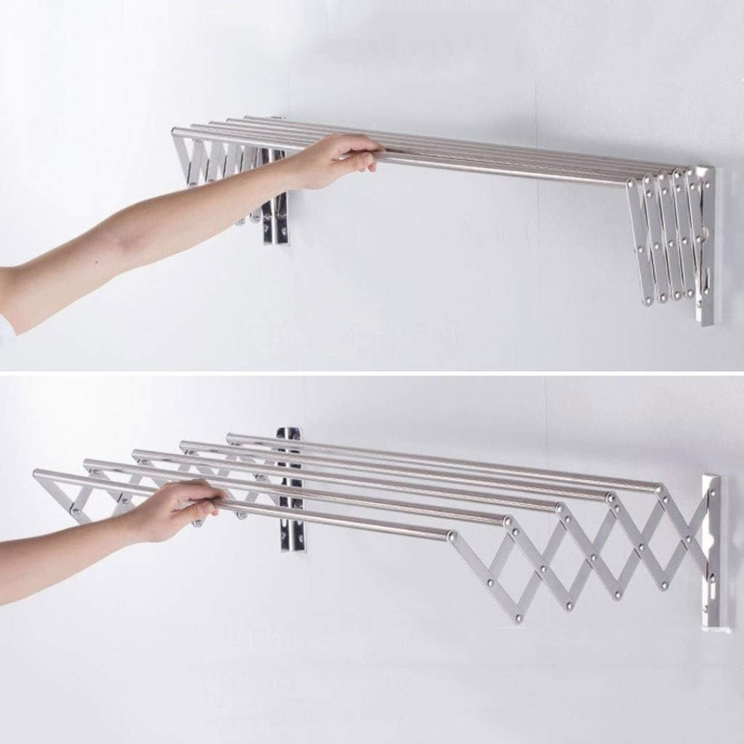 Wall Mounted Foldable Clothes Drying Rack - Extendable Laundry Hanger