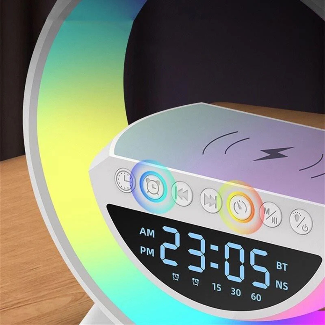 Wireless Charger Speaker with Ambient Light LED Display Clock