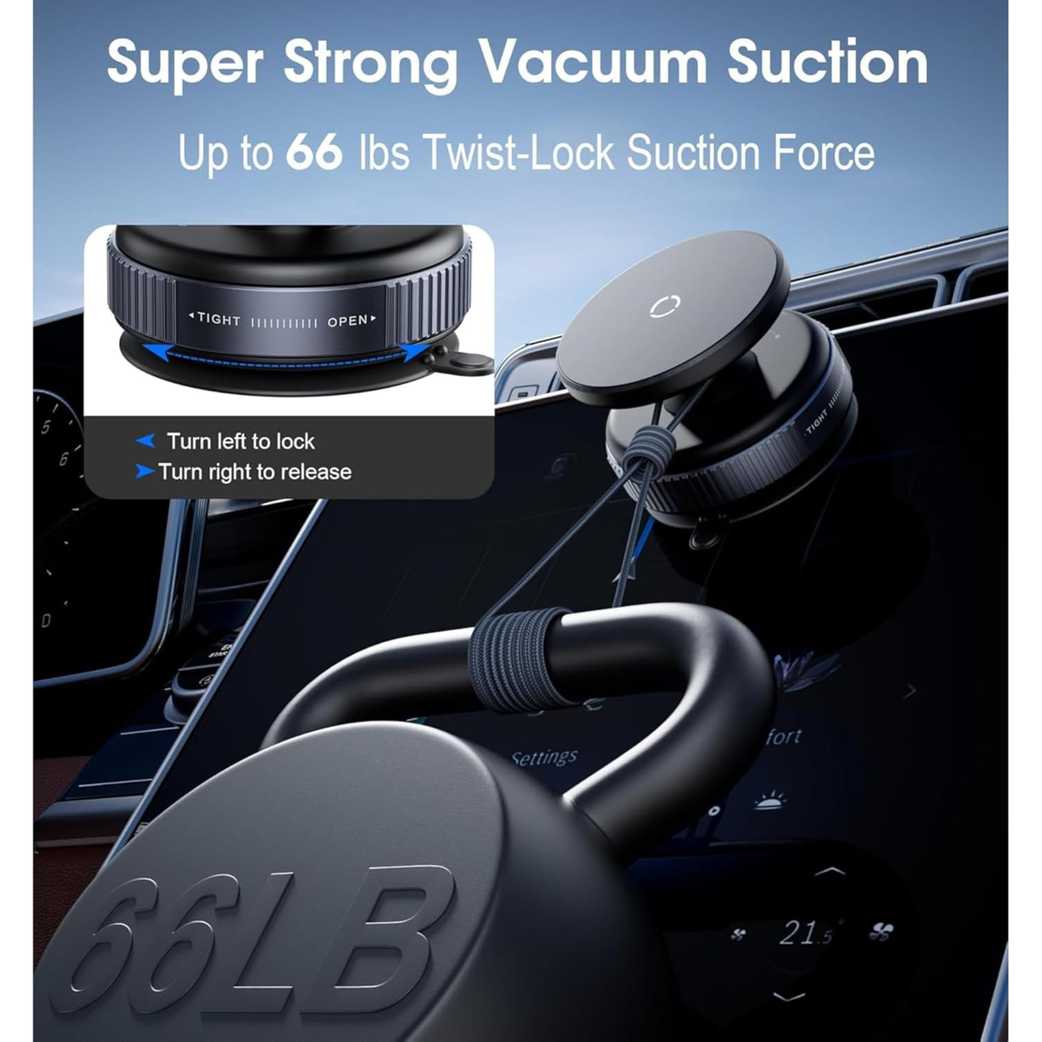Vacuum Suction Magnetic Phone Mount, 360° Rotatable Mobile Holder K009